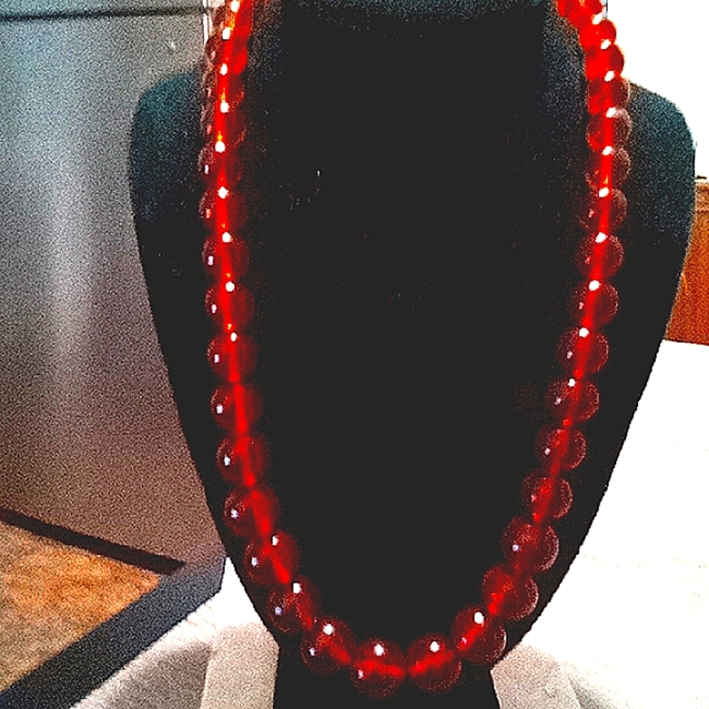 Strung Amber Vintage Long  Necklace